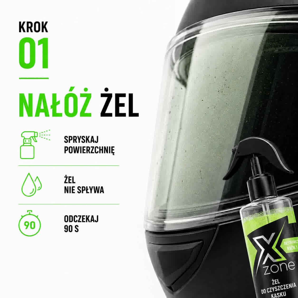 Krok 1: nakładasz żel na wizjer