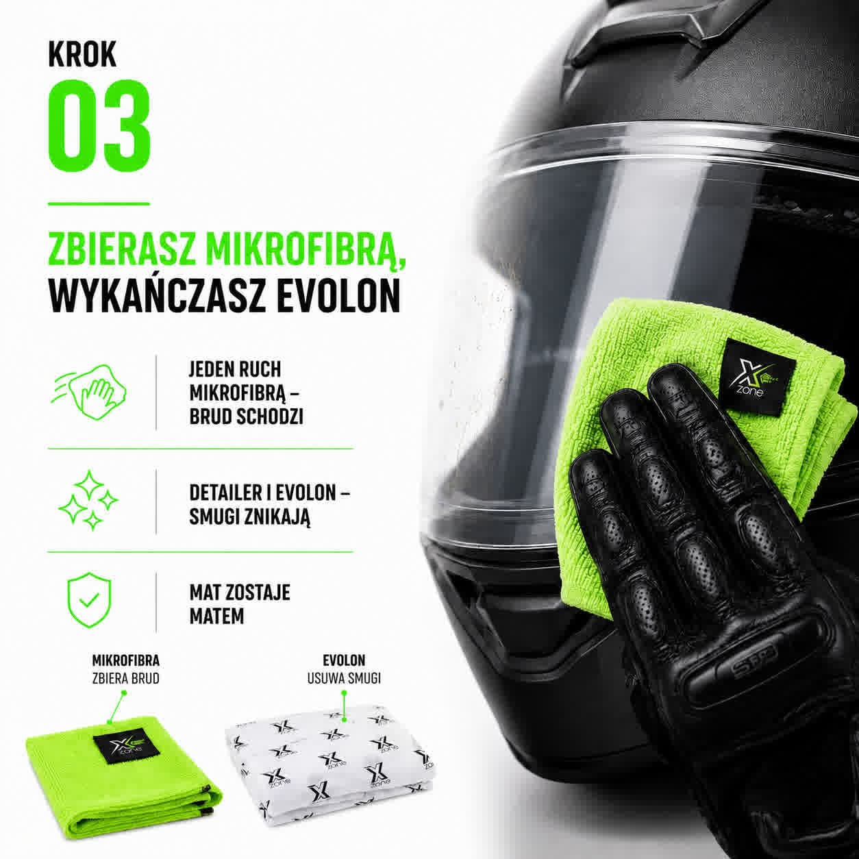 Krok 3: zbierasz mikrofibrą, wykańczasz Evolon