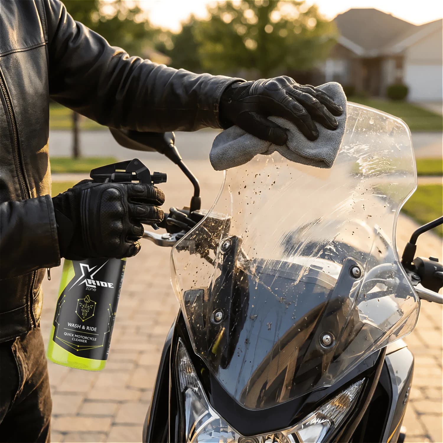 Aplikacja Wash&Ride na motocyklu