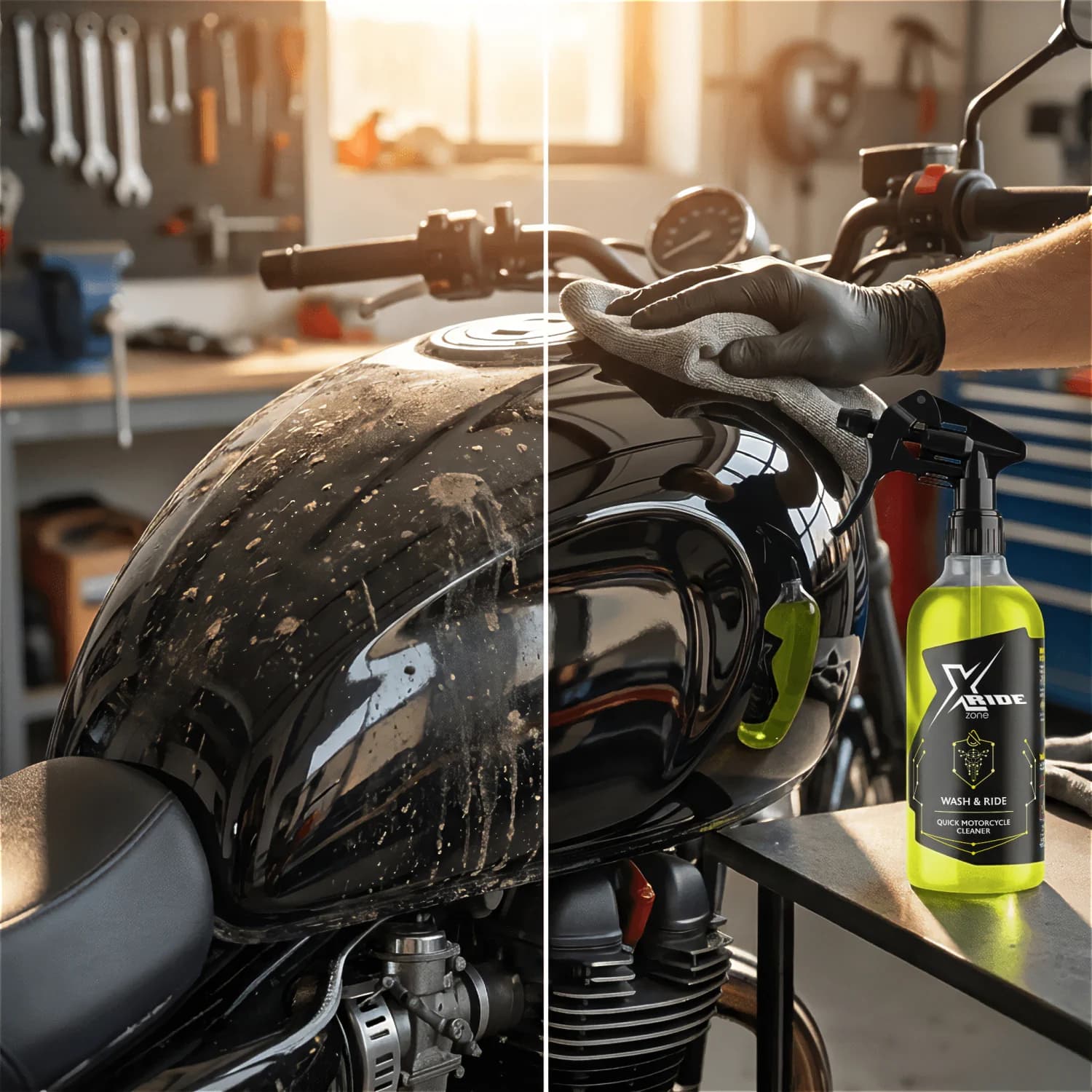 Spryskanie powierzchni motocykla